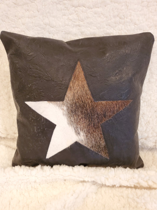 Cowhide and Leather Pillow