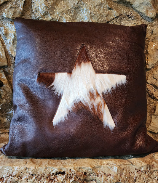 Cowhide and Leather Pillow